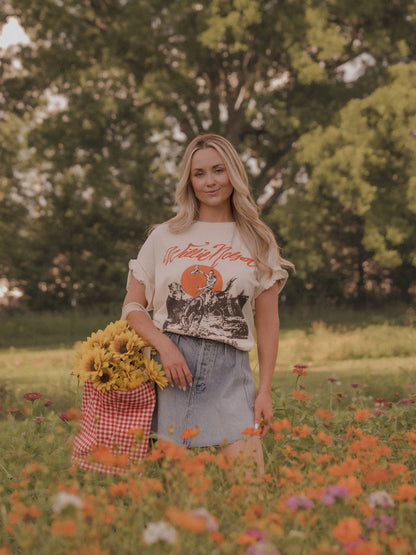 Willie Nelson Country Willie Off White Thrifted Graphic Tee