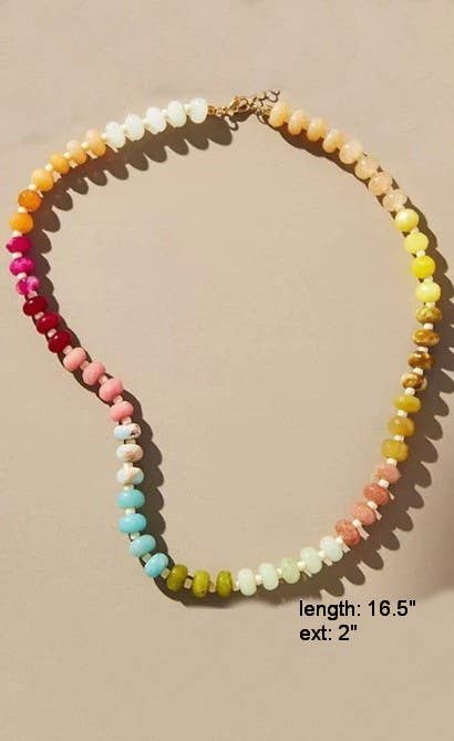 Natural Stone Semi-Precious Glass Mixed Necklace | 40NK9694: A