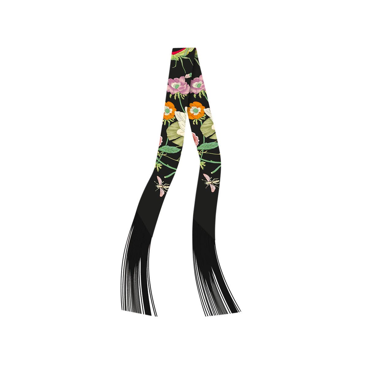 Frilly Scarf with Fringe - C Black