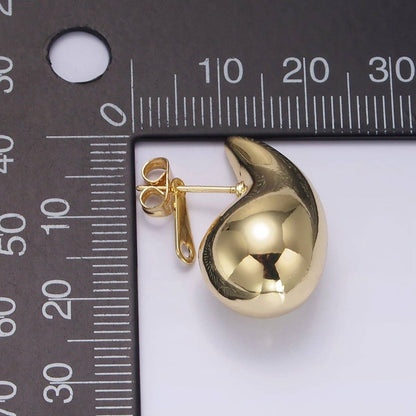 14K Gold Filled 25mm Chunky Modern Teardrop Stud Earrings in Gold & Silver