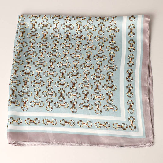Satin Horsebit Print Light Weight Soft Scarf : TURQUOISE