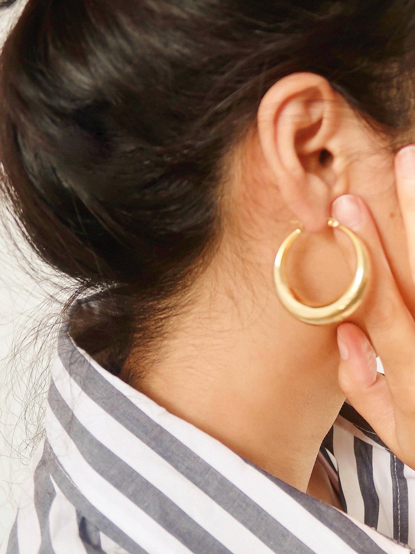 Galene Non-Tarnish Classic Large Hoop Earring: Silver