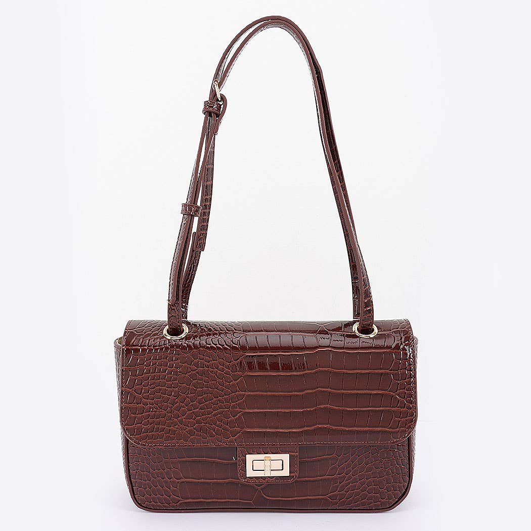Croc Patent Leather Flap Bag: CF