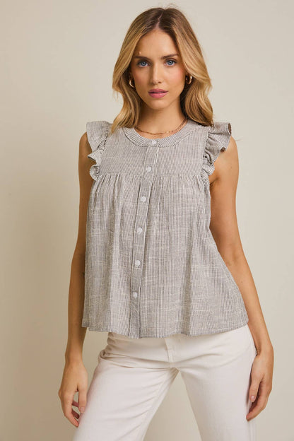Sweetwater Stripe Ruffle Top