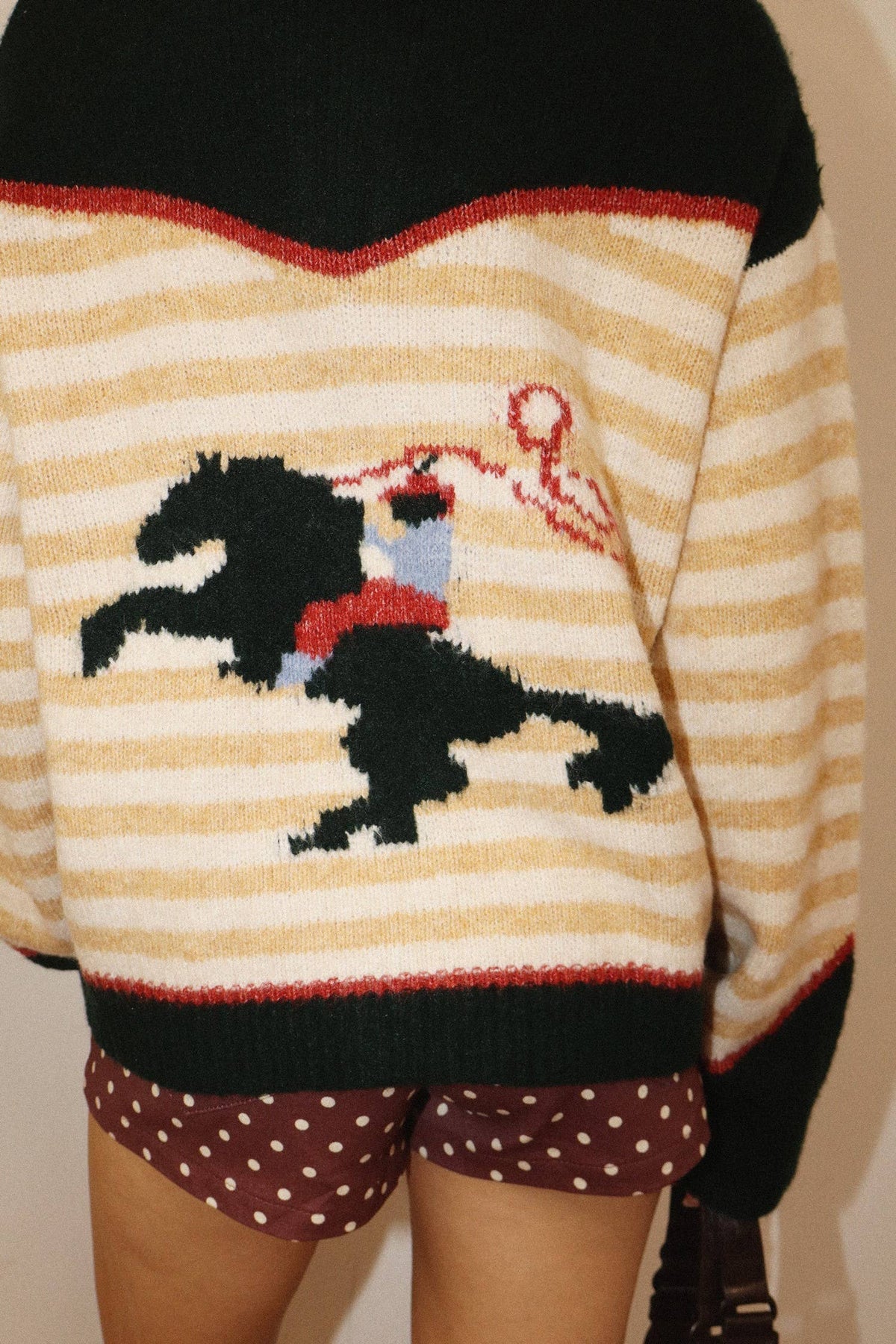 Ryder Stripe Horse Zip Knit Sweater: Forest Green