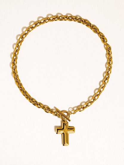 Trinite 18K Gold Non-Tarnish Cross Pendant Necklace: Yellow Gold