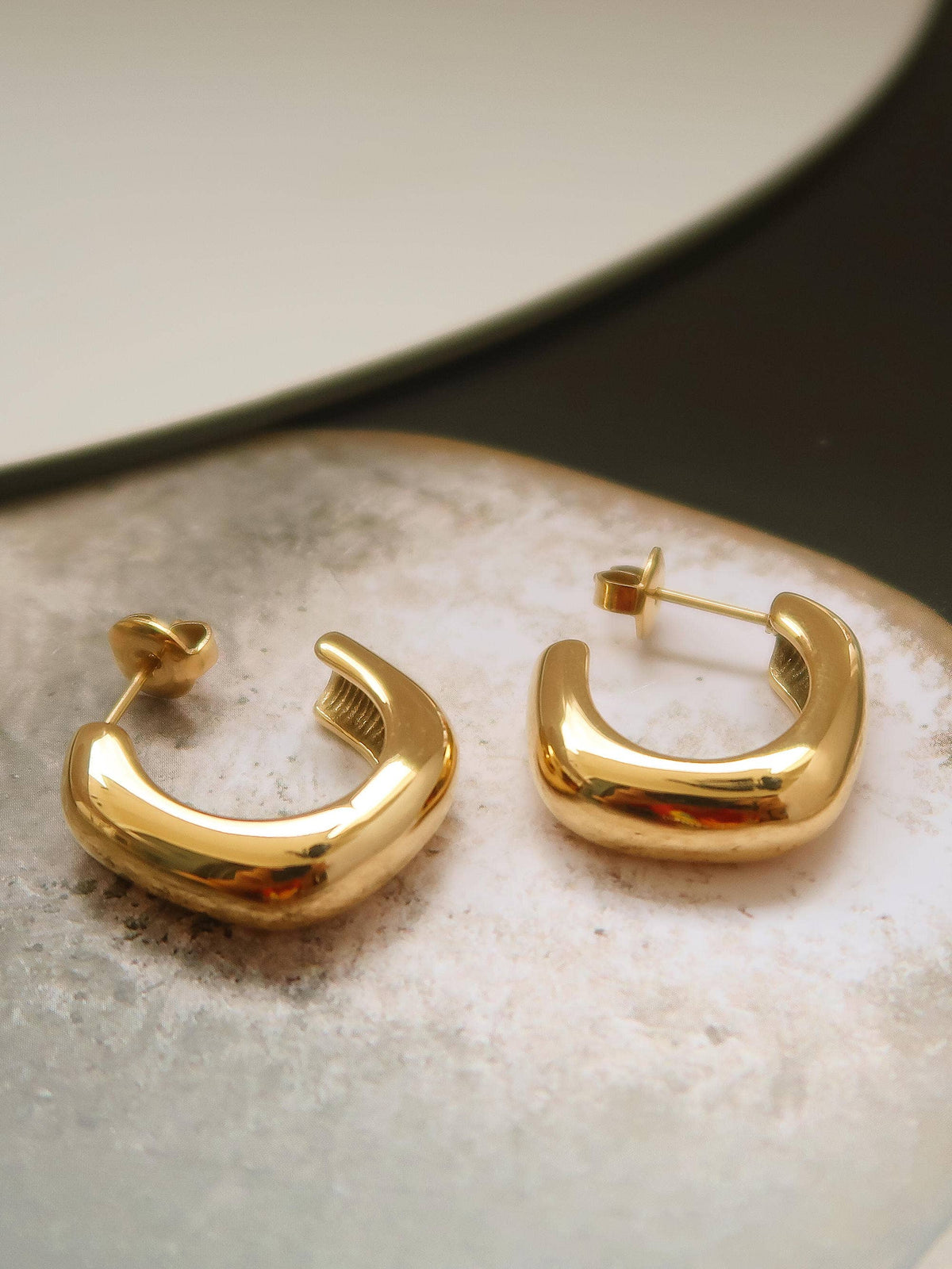Demi 18K Gold Non-Tarnish Classic C Hoop Earring: Yellow Gold