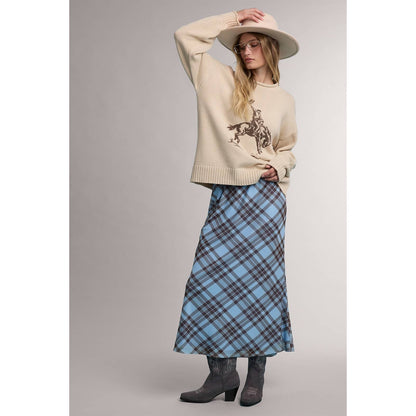 RODEO COWBOY WESTERN GRAPHIC SWEATER: TAUPE