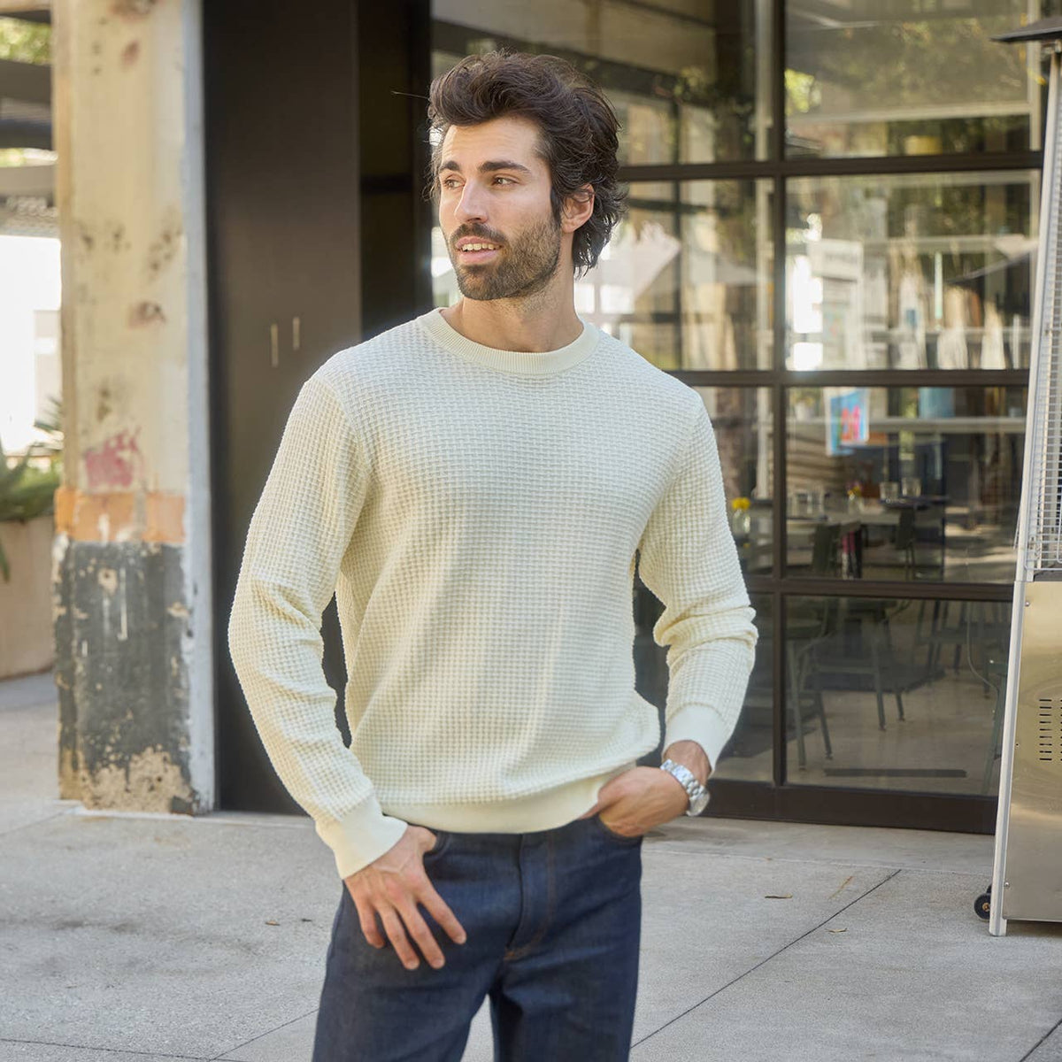 Allen 100% Cotton Sweater: Cream