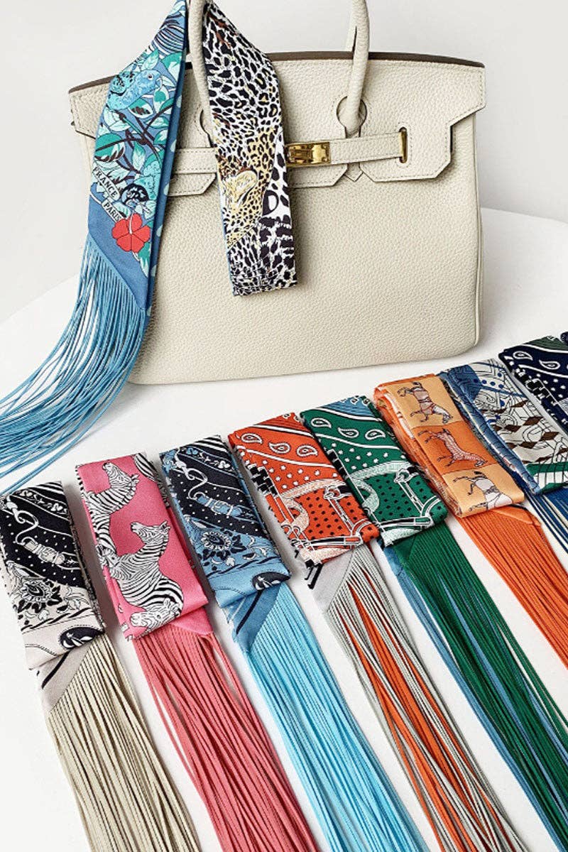 Printed Fringed Detail Scarf: 7 / One Size