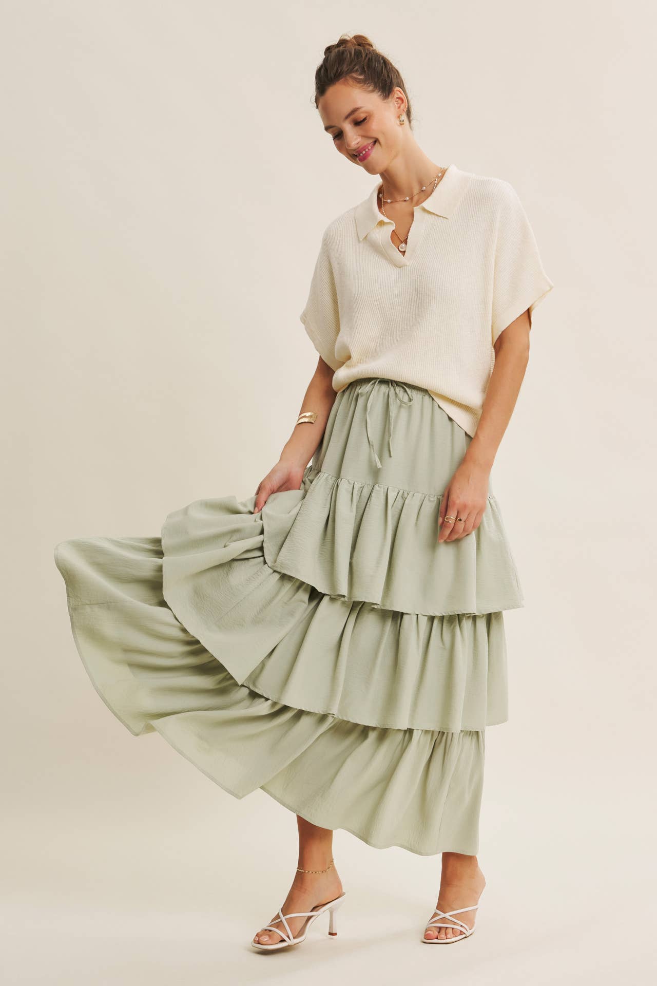 Beaumont Effortless Rib Knit Top: Cream