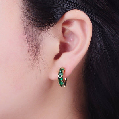 24K Gold Emerald Green Micro Pave Cubic Zirconia
