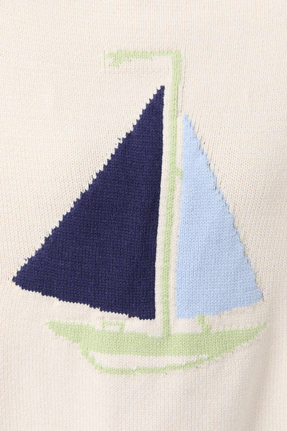 Seaside Boat Neck Sweater Top: Ivory