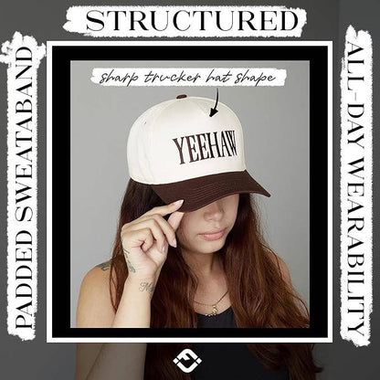 Two Tone Cap - Yeehaw - Brown/Beige