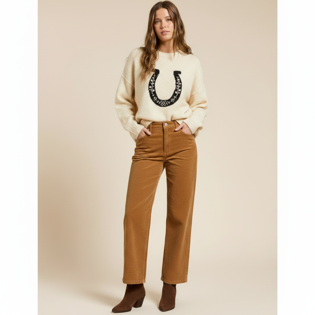 Embroidered Horseshoe Sweater – Matched Background