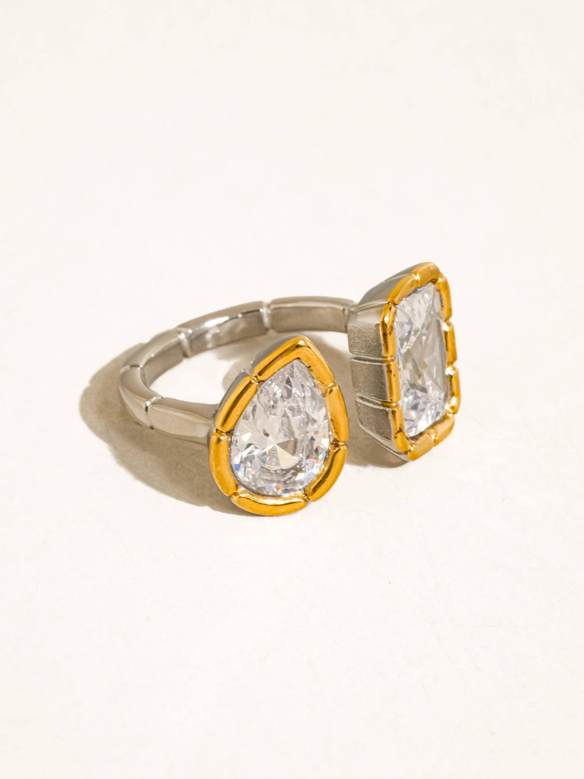 Serréa 18K Gold Non-Tarnish CZ Adjustable Ring: Multi-Colored
