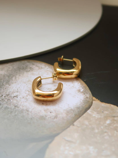 Demi 18K Gold Non-Tarnish Classic C Hoop Earring: Yellow Gold