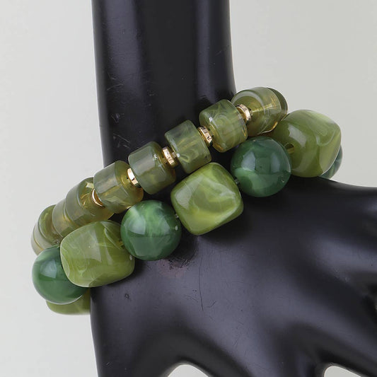 Double Marble Stone Beaded Bracelet: GR