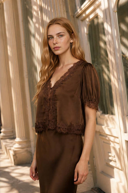 The Marlowe Blouse: Brown