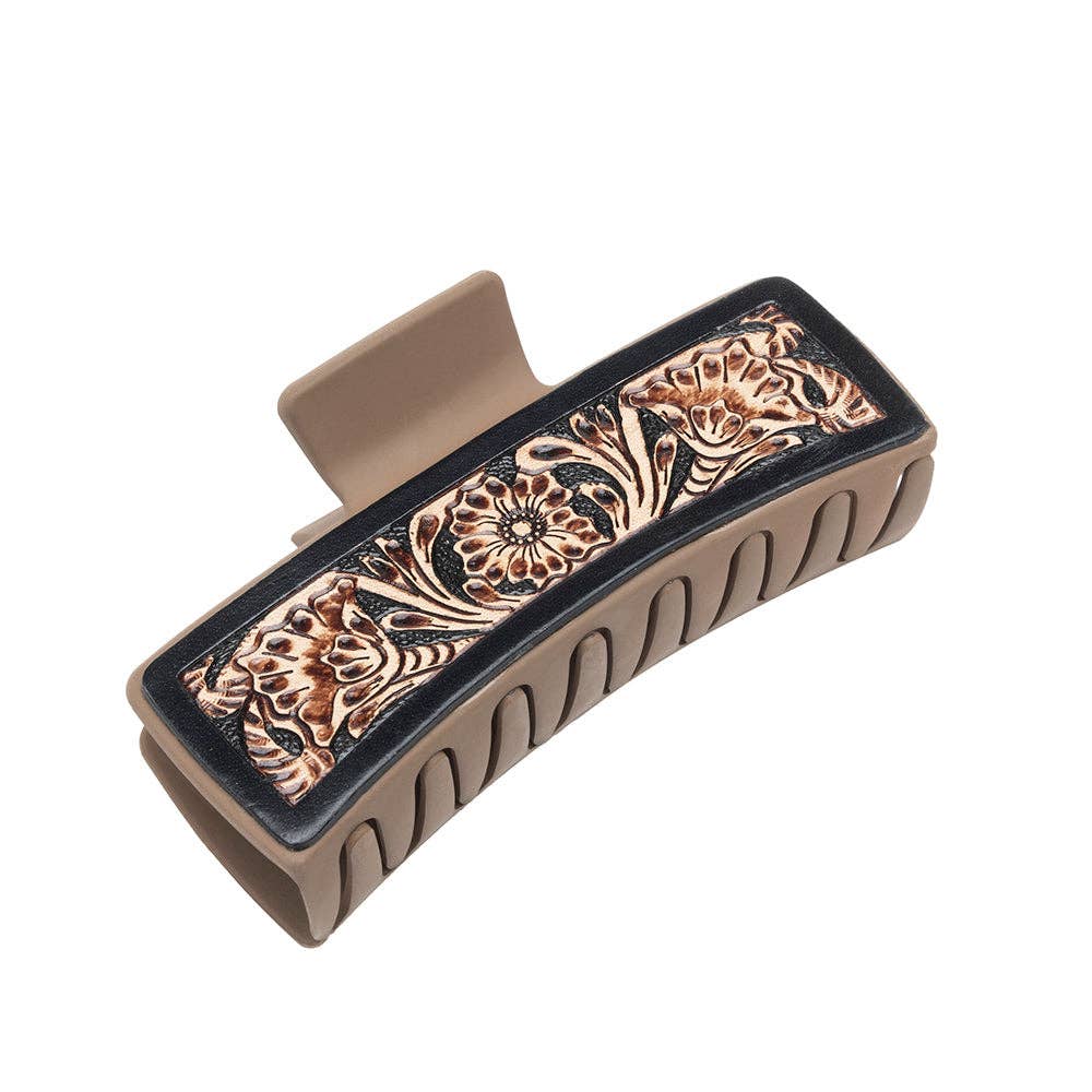 Blossom Ridge Hair Comb: Brown Embossed