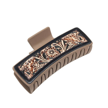 Blossom Ridge Hair Comb: Brown Embossed