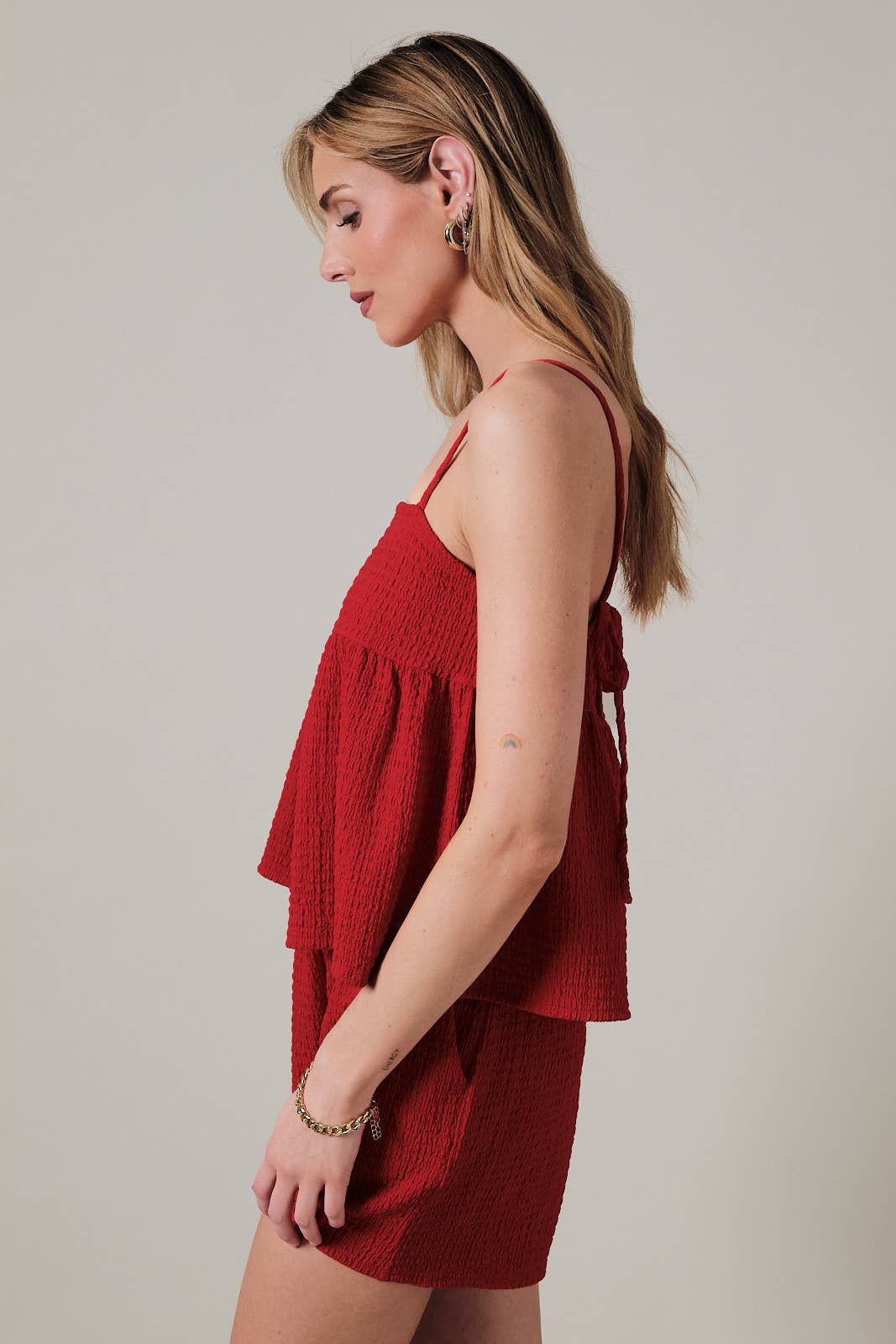 Cherry Red Sleeveless Knit Tank Top