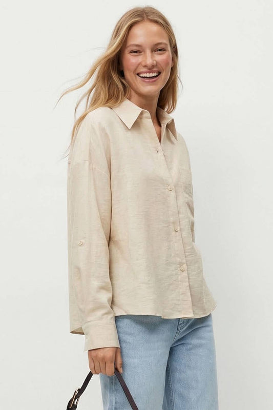 Sutton Linen Blend Rolled Sleeve Shirt: Linen