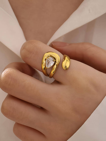 Ronnie 18K Gold Non-Tarnish Wrap CZ Ring: Yellow Gold