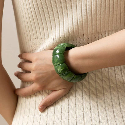 Color-Block Acrylic Stretch Cord Bracelet |: Green Jade
