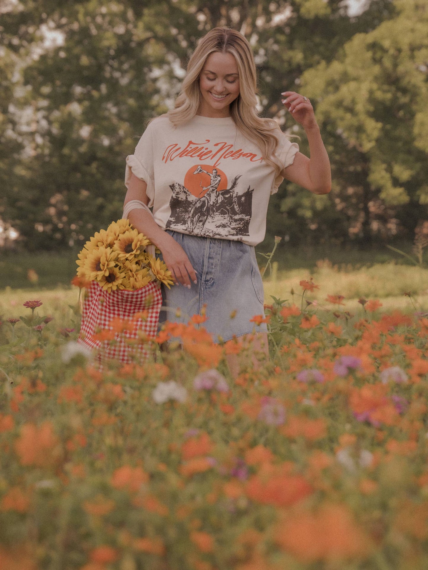 Willie Nelson Country Willie Off White Thrifted Graphic Tee
