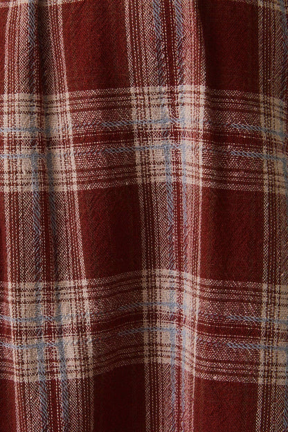 Maren Balloon Sleeve Button Up Plaid Flannel Shirt: Rust - multi Plaid