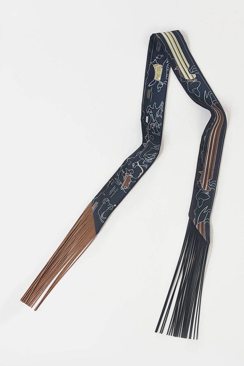 Printed Fringed Detail Scarf: 1 / One Size