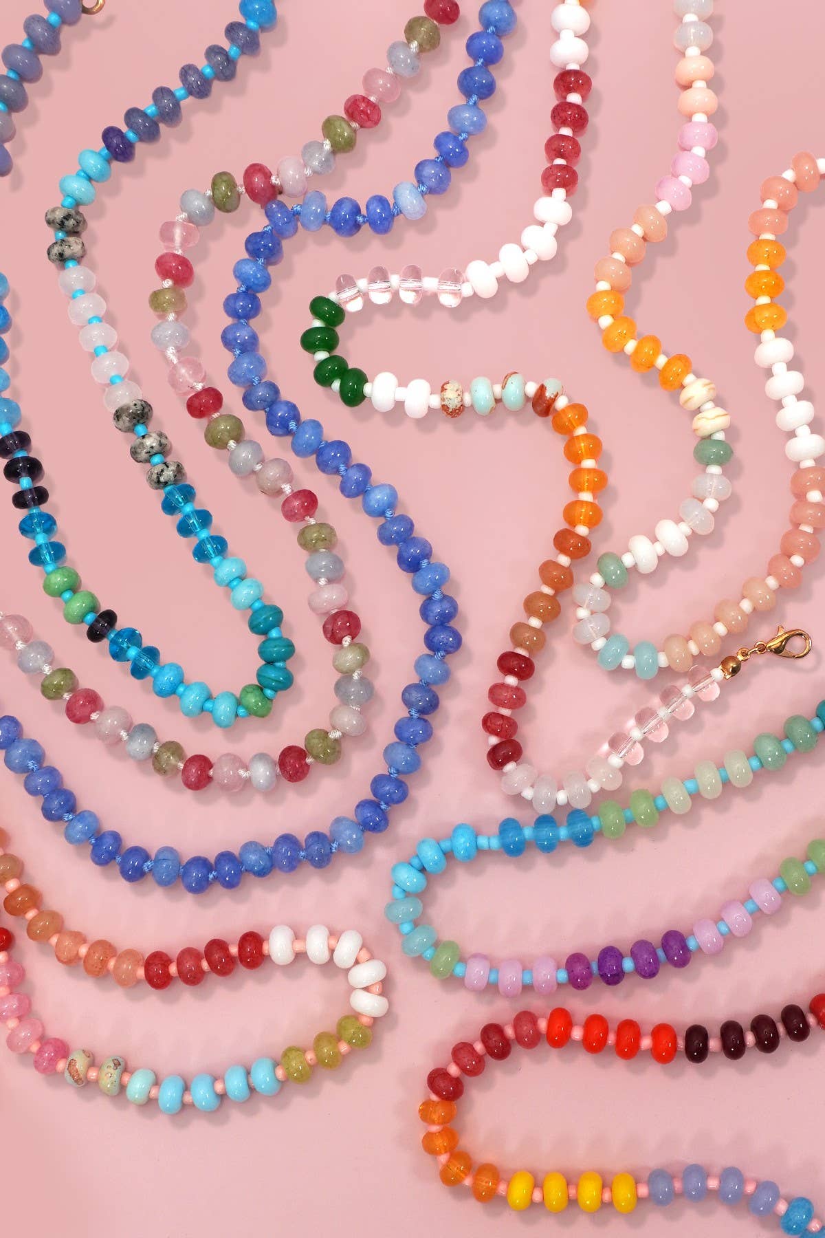 Natural Stone Semi-Precious Glass Mixed Necklace | 40NK9694: A