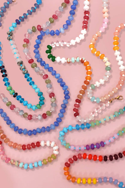 Natural Stone Semi-Precious Glass Mixed Necklace | 40NK9694: A