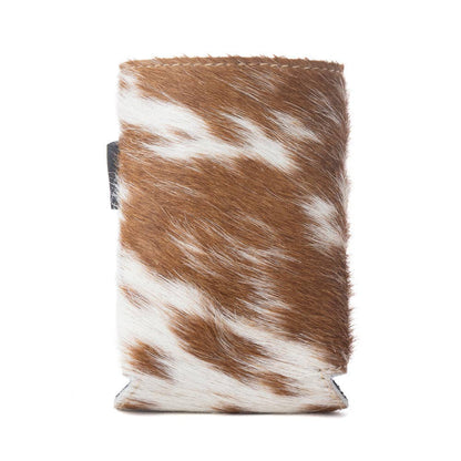 Birch Valley Hairon Leather Beer Can Holder in Toffee Cream: Toffee Cream