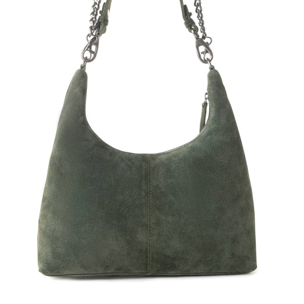 Juniper Trail Genuine Suede Bag for Women in forest green with extra strap: Forest Green