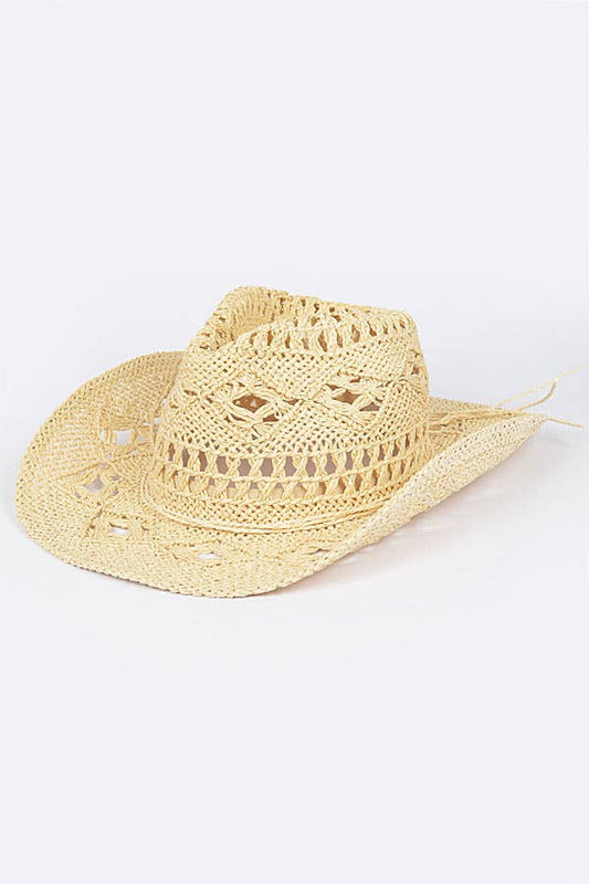 Faux Straw Cowboy Hat: Ivory