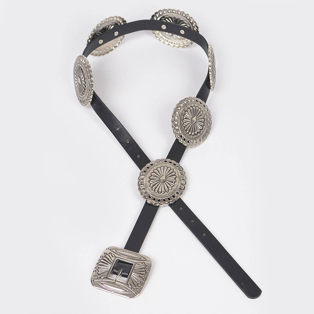 Faux Leather Western Style Multi Metal Women's Belt: CM