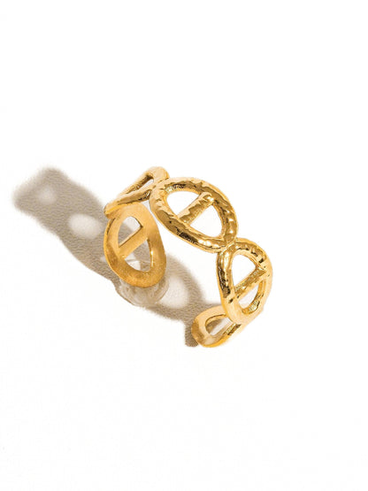 Irina Gold Non-Tarnish Adjustable Chain Ring: Yellow Gold
