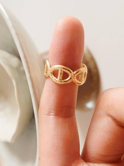 Irina Gold Non-Tarnish Adjustable Chain Ring: Yellow Gold