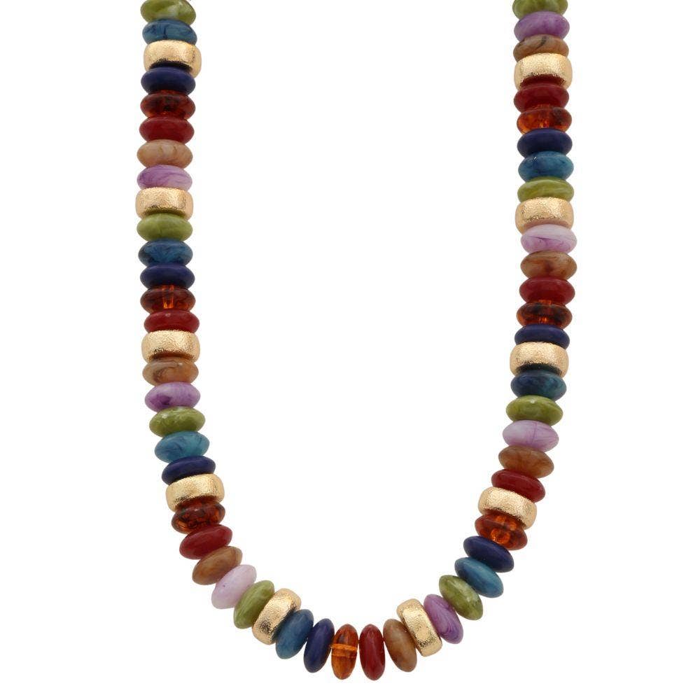 Wide Marble Resin And Metallic Disc Beaded Necklace
: Ruby