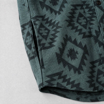 Men's Shay Faux Wool Button Down Jacket: Lead Aztec Diamond