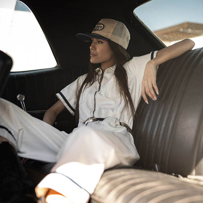 Sendero Supply Hat: Cream/Navy