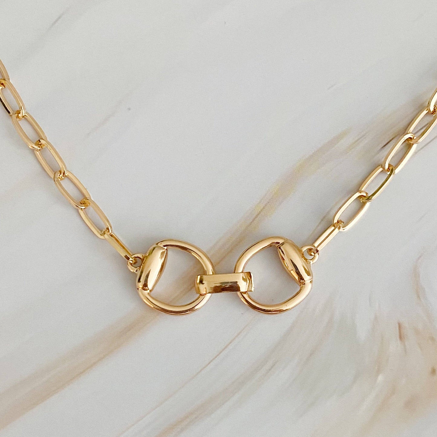 Equestrian Pendant Chain Necklace: Gold