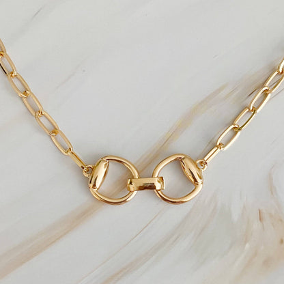 Equestrian Pendant Chain Necklace: Gold