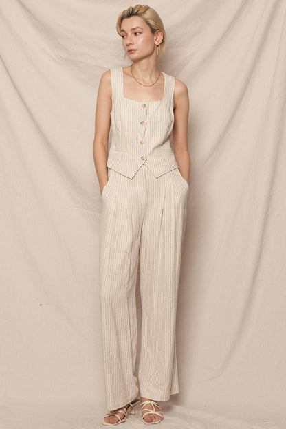 Millie Sleeveless Striped Vest : Ivory Black