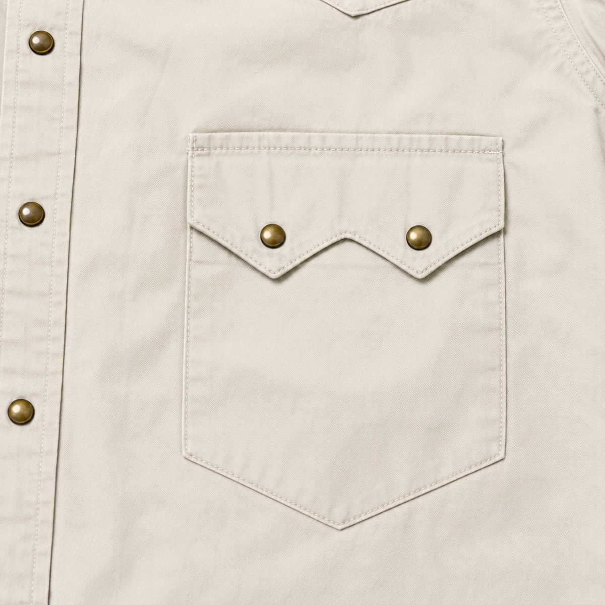 Men's Ecru Solid Long Sleeve Cowboy Western Snap Shirt