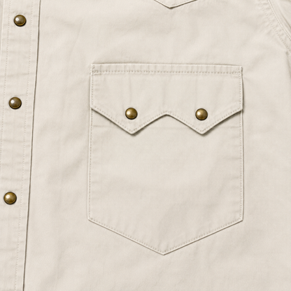 Men's Ecru Solid Long Sleeve Cowboy Western Snap Shirt