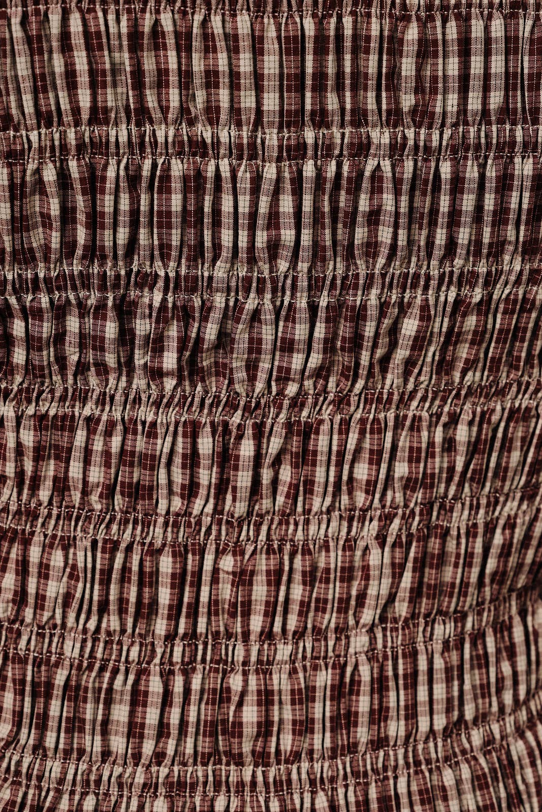 Marielle Smocked Top: Taupe Wine Plaid