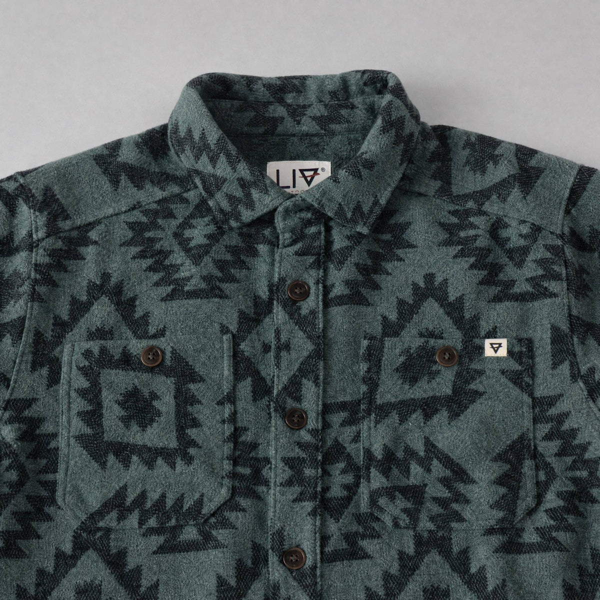 Men's Shay Faux Wool Button Down Jacket: Lead Aztec Diamond